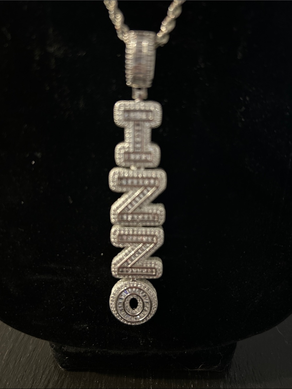 CZ Pave Silver-Tone Izzo Vertical Pendant Necklace